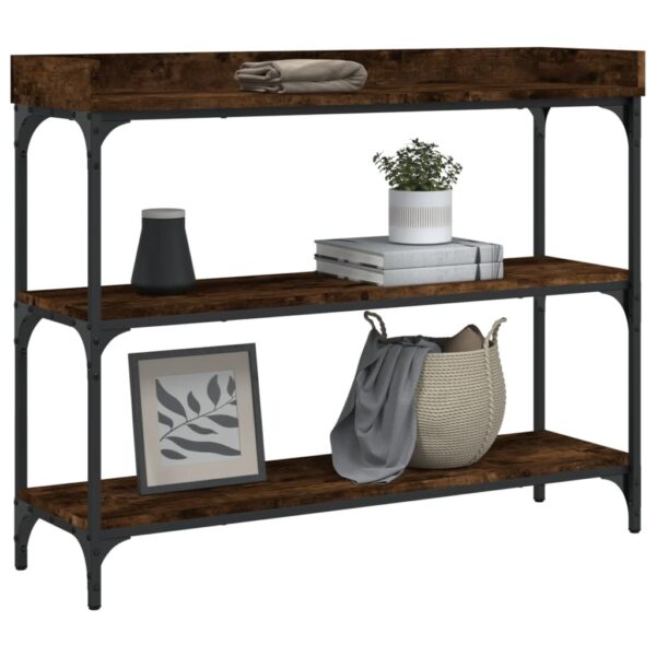 vidaXL Console Table with Shelves Smoked Oak 39.4"x11.8"x31.5" - Image 3