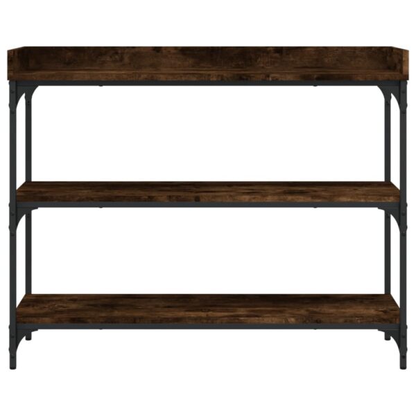 vidaXL Console Table with Shelves Smoked Oak 39.4"x11.8"x31.5" - Image 4