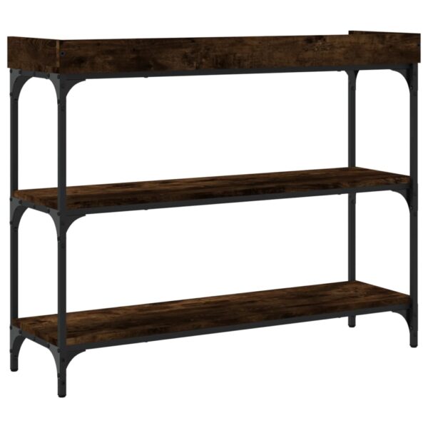 vidaXL Console Table with Shelves Smoked Oak 39.4"x11.8"x31.5" - Image 6