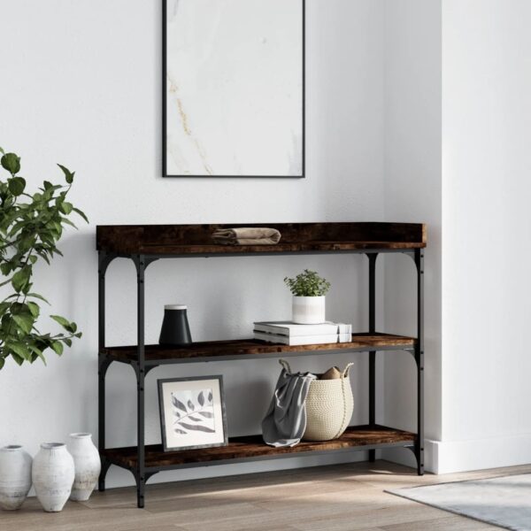 vidaXL Console Table with Shelves Smoked Oak 39.4"x11.8"x31.5"