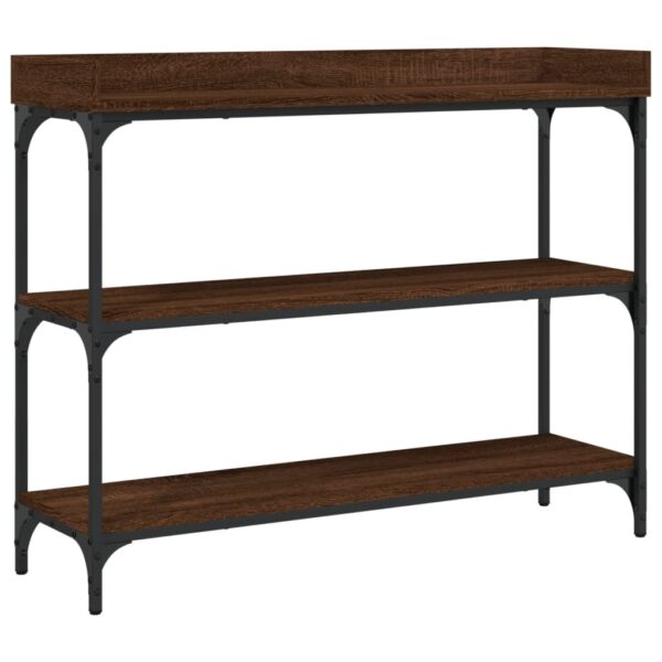 vidaXL Console Table with Shelves Brown Oak 39.4"x11.8"x31.5" - Image 2