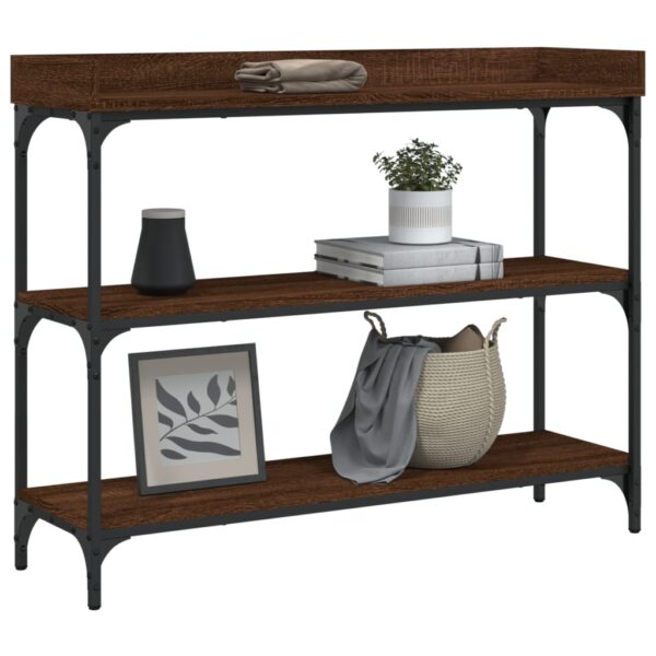 vidaXL Console Table with Shelves Brown Oak 39.4"x11.8"x31.5" - Image 3