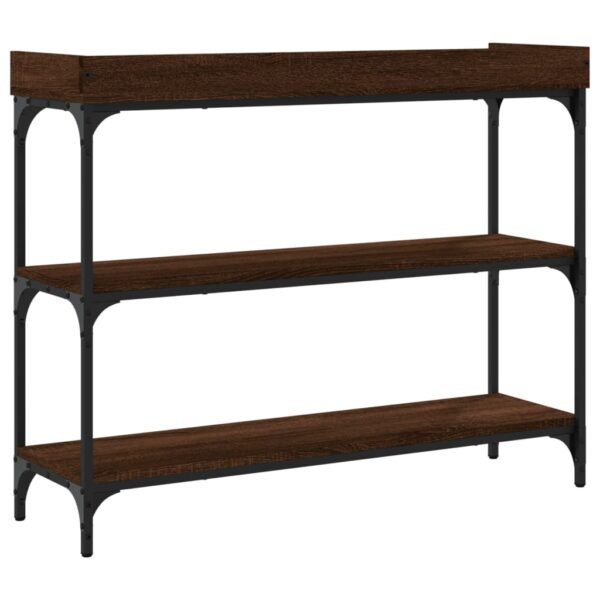 vidaXL Console Table with Shelves Brown Oak 39.4"x11.8"x31.5" - Image 6