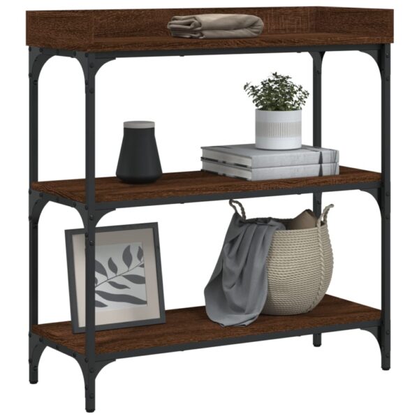 vidaXL Console Table with Shelves Brown Oak 29.5"x11.8"x31.5" - Image 3