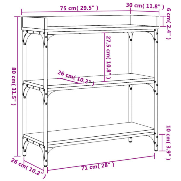 vidaXL Console Table with Shelves Brown Oak 29.5"x11.8"x31.5" - Image 9