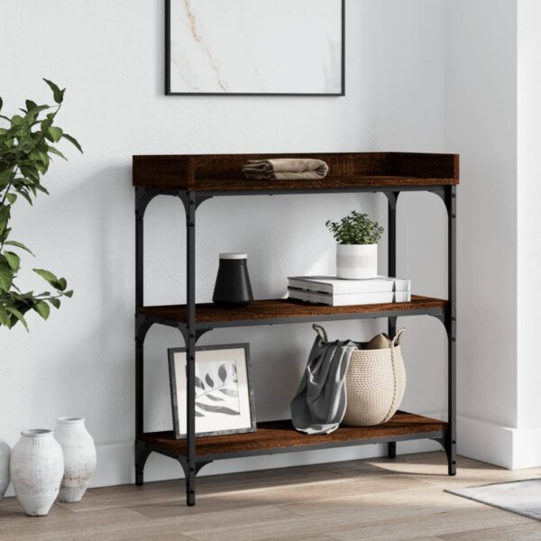 vidaXL Console Table with Shelves Brown Oak 29.5"x11.8"x31.5"