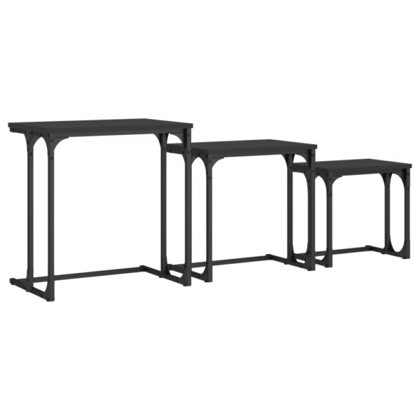 vidaXL Nesting Coffee Tables 3 pcs Black Engineered Wood - Image 2