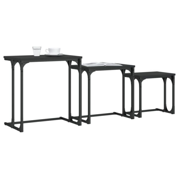 vidaXL Nesting Coffee Tables 3 pcs Black Engineered Wood - Image 3