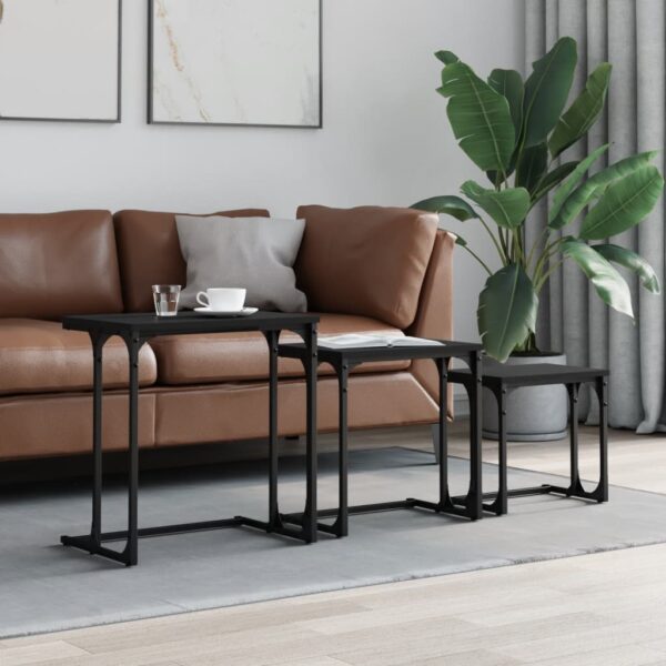 vidaXL Nesting Coffee Tables 3 pcs Black Engineered Wood