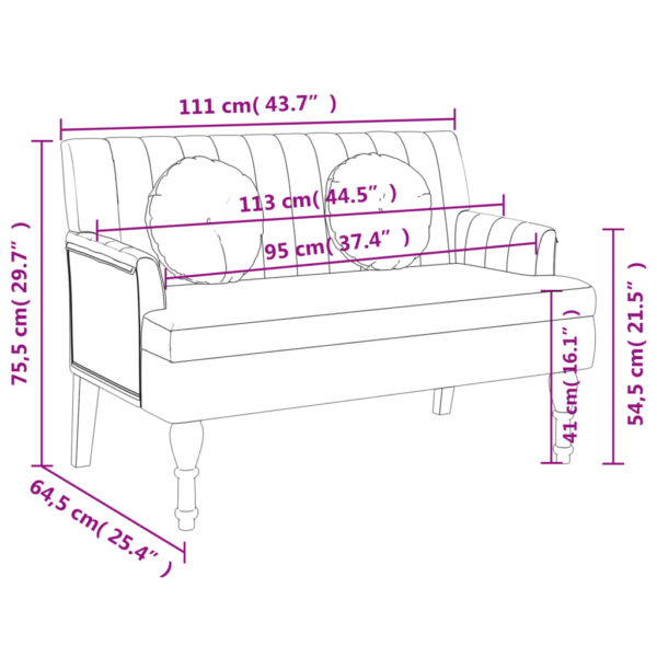 vidaXL Bench with Cushions Dark Gray 44.5"x25.4"x29.7" Fabric - Image 8