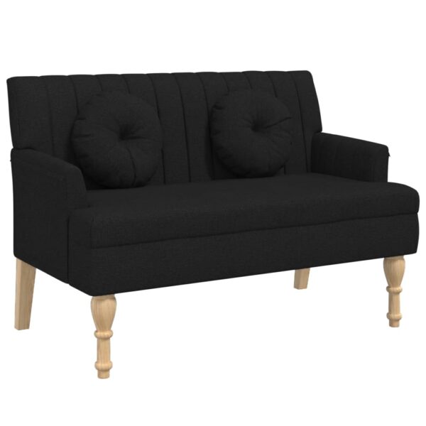 vidaXL Bench with Cushions Black 44.5"x25.4"x29.7" Fabric - Image 2