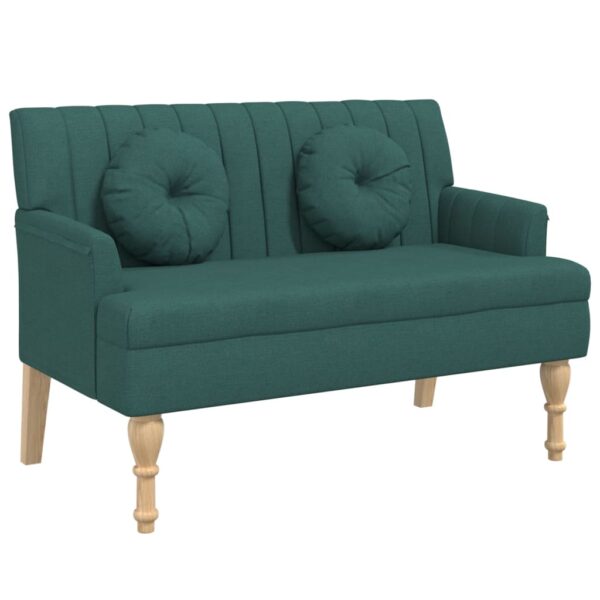 vidaXL Bench with Cushions Dark Green 44.5"x25.4"x29.7" Fabric - Image 2