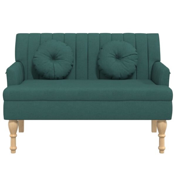 vidaXL Bench with Cushions Dark Green 44.5"x25.4"x29.7" Fabric - Image 3