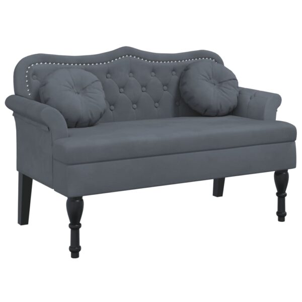 vidaXL Bench with Cushions Dark Gray 47.4"x25.6"x29.5" Velvet - Image 2