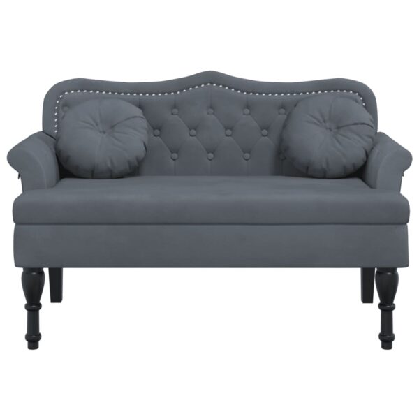 vidaXL Bench with Cushions Dark Gray 47.4"x25.6"x29.5" Velvet - Image 3