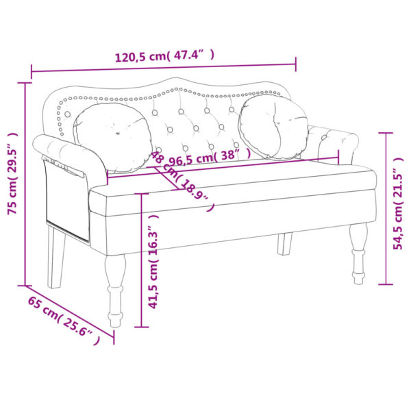 vidaXL Bench with Cushions Dark Gray 47.4"x25.6"x29.5" Velvet - Image 8