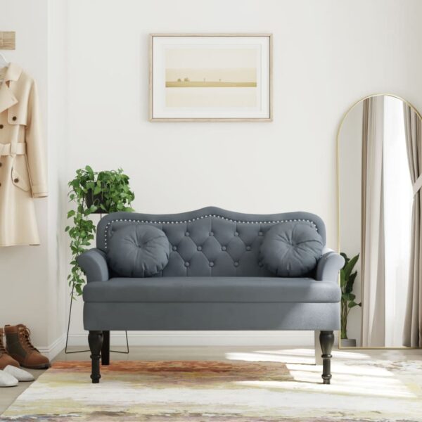 vidaXL Bench with Cushions Dark Gray 47.4"x25.6"x29.5" Velvet