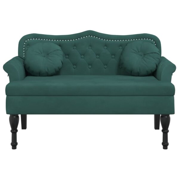 vidaXL Bench with Cushions Dark Green 47.4"x25.6"x29.5" Velvet - Image 3