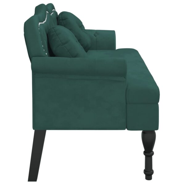 vidaXL Bench with Cushions Dark Green 47.4"x25.6"x29.5" Velvet - Image 4