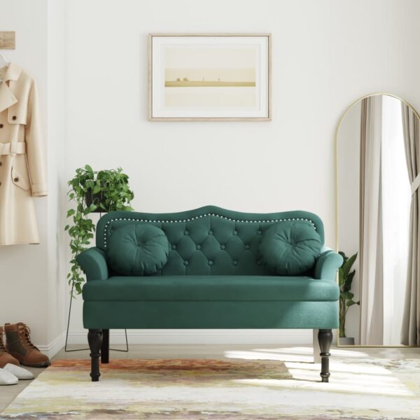 vidaXL Bench with Cushions Dark Green 47.4"x25.6"x29.5" Velvet