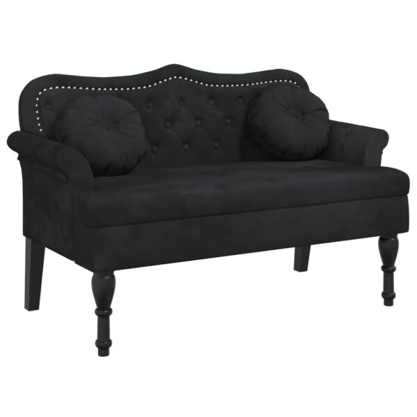 vidaXL Bench with Cushions Black 47.4"x25.6"x29.5" Velvet - Image 2