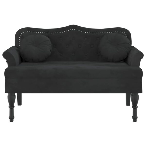 vidaXL Bench with Cushions Black 47.4"x25.6"x29.5" Velvet - Image 3