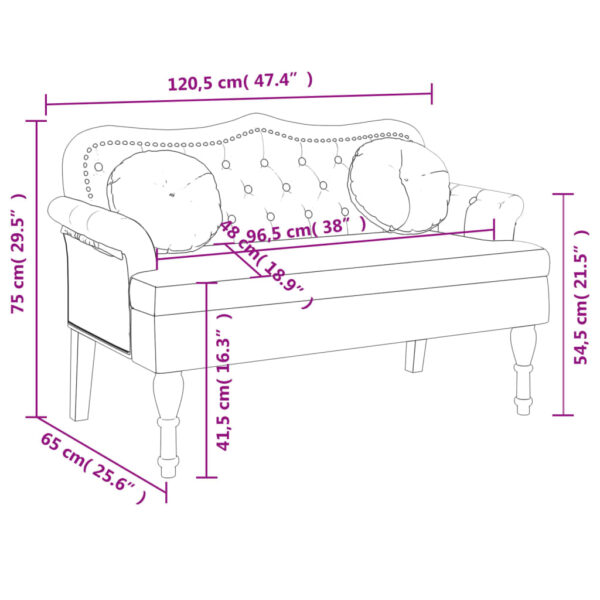 vidaXL Bench with Cushions Black 47.4"x25.6"x29.5" Velvet - Image 8