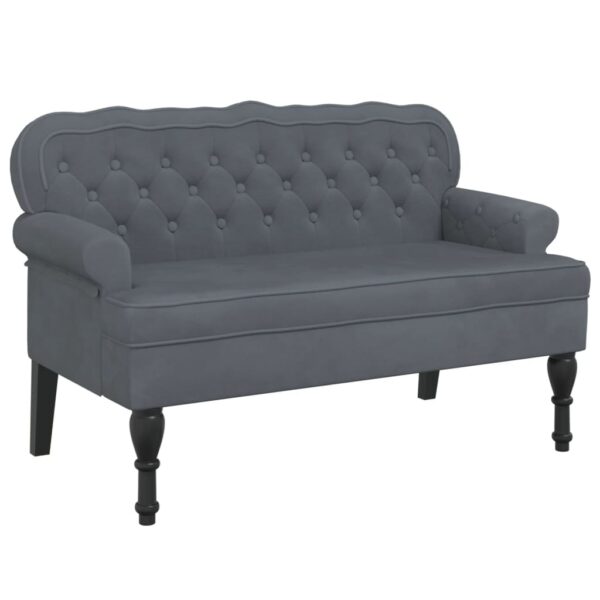 vidaXL Bench with Backrest Dark Gray 47"x25.4"x29.5" Velvet - Image 2