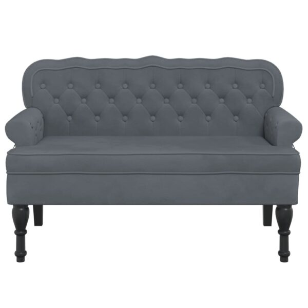 vidaXL Bench with Backrest Dark Gray 47"x25.4"x29.5" Velvet - Image 3