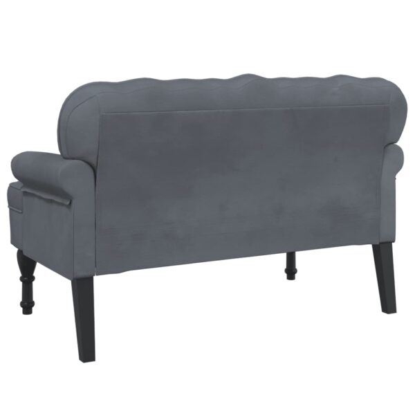 vidaXL Bench with Backrest Dark Gray 47"x25.4"x29.5" Velvet - Image 5