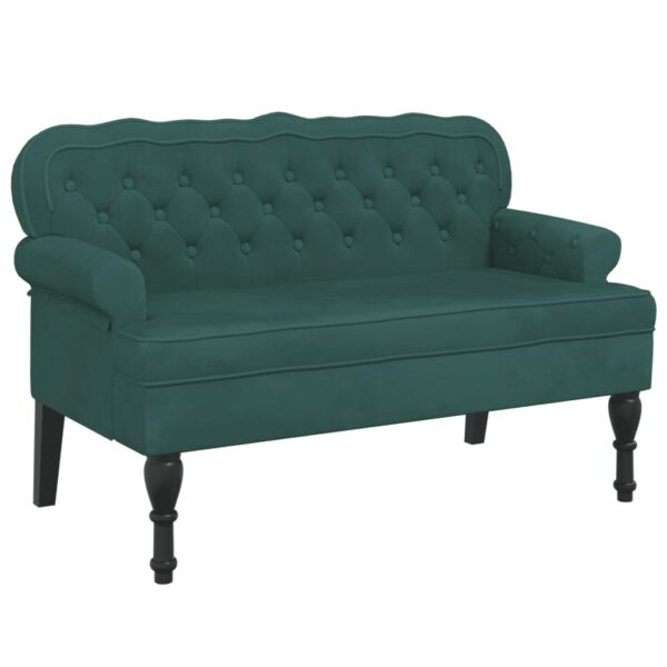 vidaXL Bench with Backrest Dark Green 47"x25.4"x29.5" Velvet - Image 2