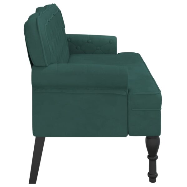 vidaXL Bench with Backrest Dark Green 47"x25.4"x29.5" Velvet - Image 4