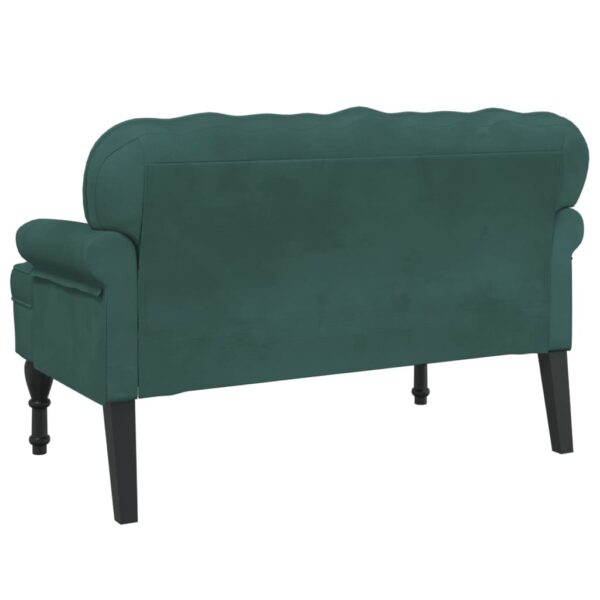 vidaXL Bench with Backrest Dark Green 47"x25.4"x29.5" Velvet - Image 5