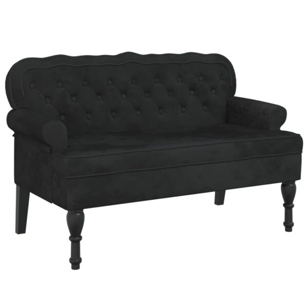 vidaXL Bench with Backrest Black 47"x25.4"x29.5" Velvet - Image 2