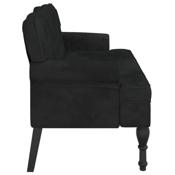 vidaXL Bench with Backrest Black 47"x25.4"x29.5" Velvet - Image 4