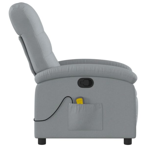 vidaXL Massage Recliner Chair Light Gray Fabric - Image 5