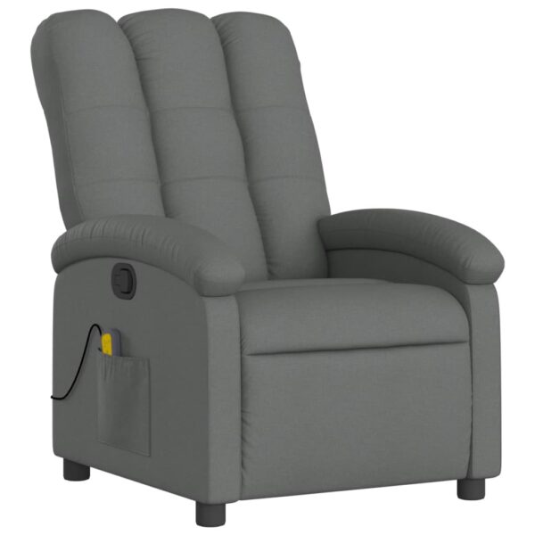 vidaXL Massage Recliner Chair Dark Gray Fabric - Image 3