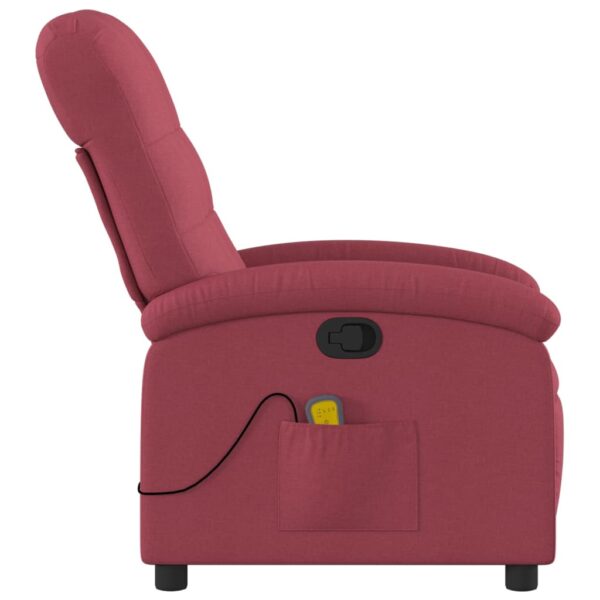 vidaXL Massage Recliner Chair Wine Red Fabric - Image 5