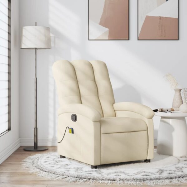 vidaXL Massage Recliner Chair Cream Fabric