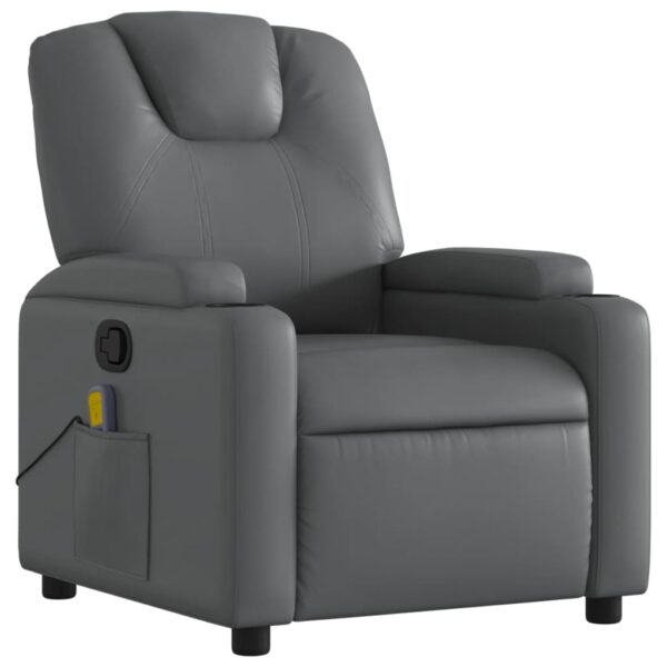 vidaXL Massage Recliner Chair Gray Faux Leather - Image 3