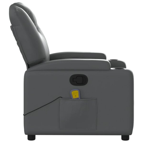 vidaXL Massage Recliner Chair Gray Faux Leather - Image 5