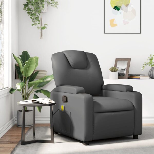 vidaXL Massage Recliner Chair Gray Faux Leather