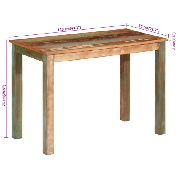 vidaXL Dining Table 43.3"x21.7"x29.9" Solid Wood Reclaimed - Image 9