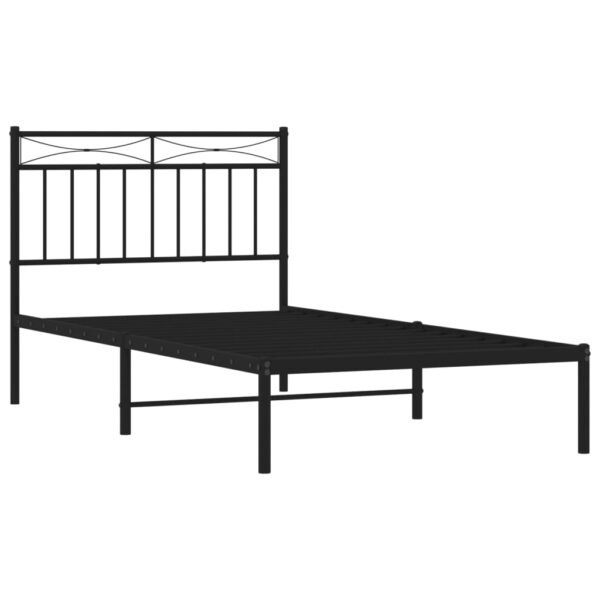 vidaXL Metal Bed Frame with Headboard Black 39.4"x74.8" Twin - Image 4