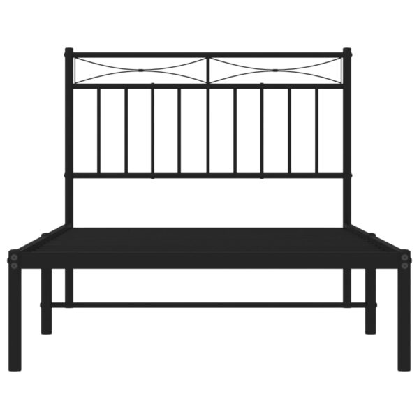 vidaXL Metal Bed Frame with Headboard Black 39.4"x74.8" Twin - Image 5