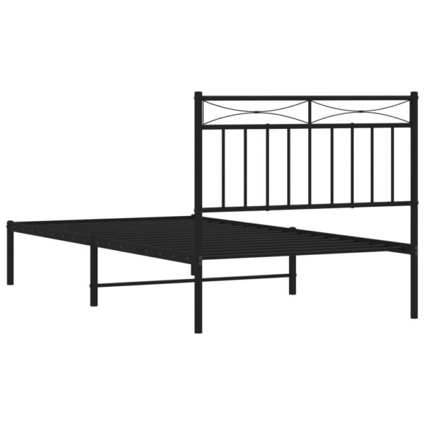 vidaXL Metal Bed Frame with Headboard Black 39.4"x74.8" Twin - Image 7