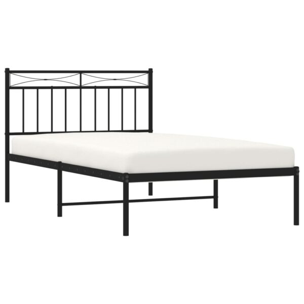 vidaXL Metal Bed Frame with Headboard Black 39.4"x78.7" - Image 3