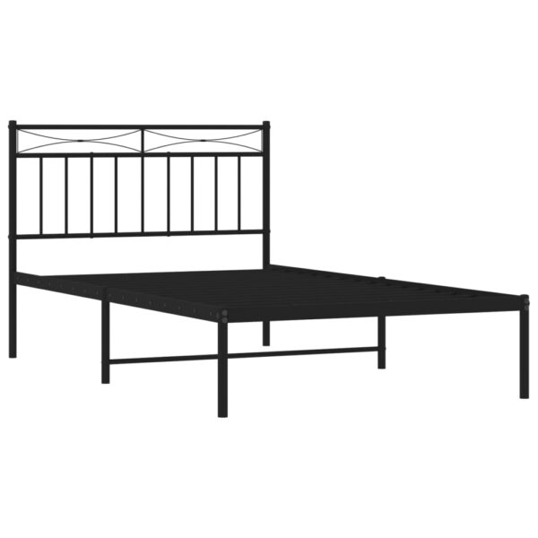 vidaXL Metal Bed Frame with Headboard Black 39.4"x78.7" - Image 4