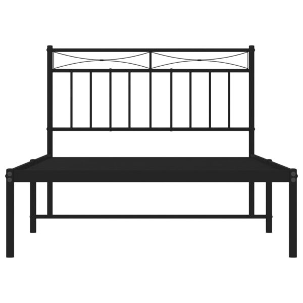 vidaXL Metal Bed Frame with Headboard Black 39.4"x78.7" - Image 5