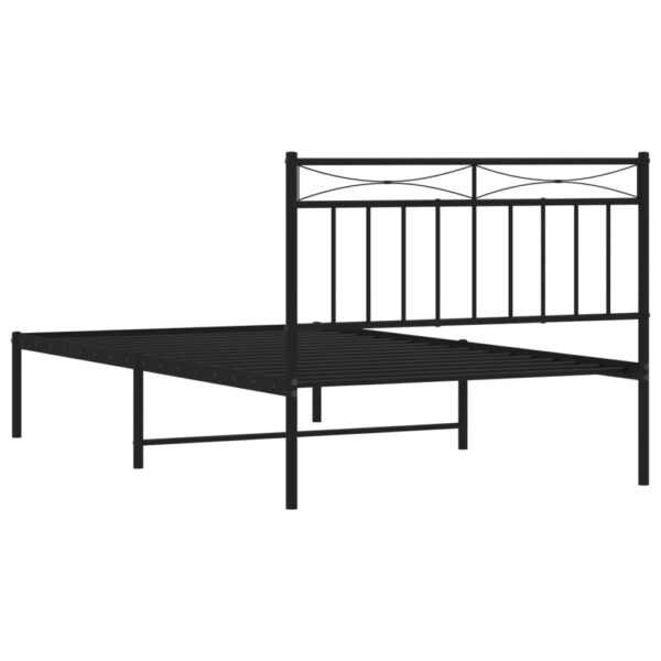 vidaXL Metal Bed Frame with Headboard Black 39.4"x78.7" - Image 7